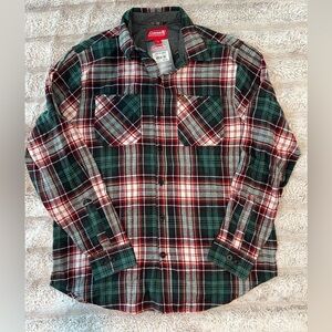 Coleman Men’s XL Green and Red Casual Button Down Shirt